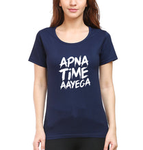 Load image into Gallery viewer, Apna Time Aayega T-Shirt for Women-Navy Blue-Ektarfa.online
