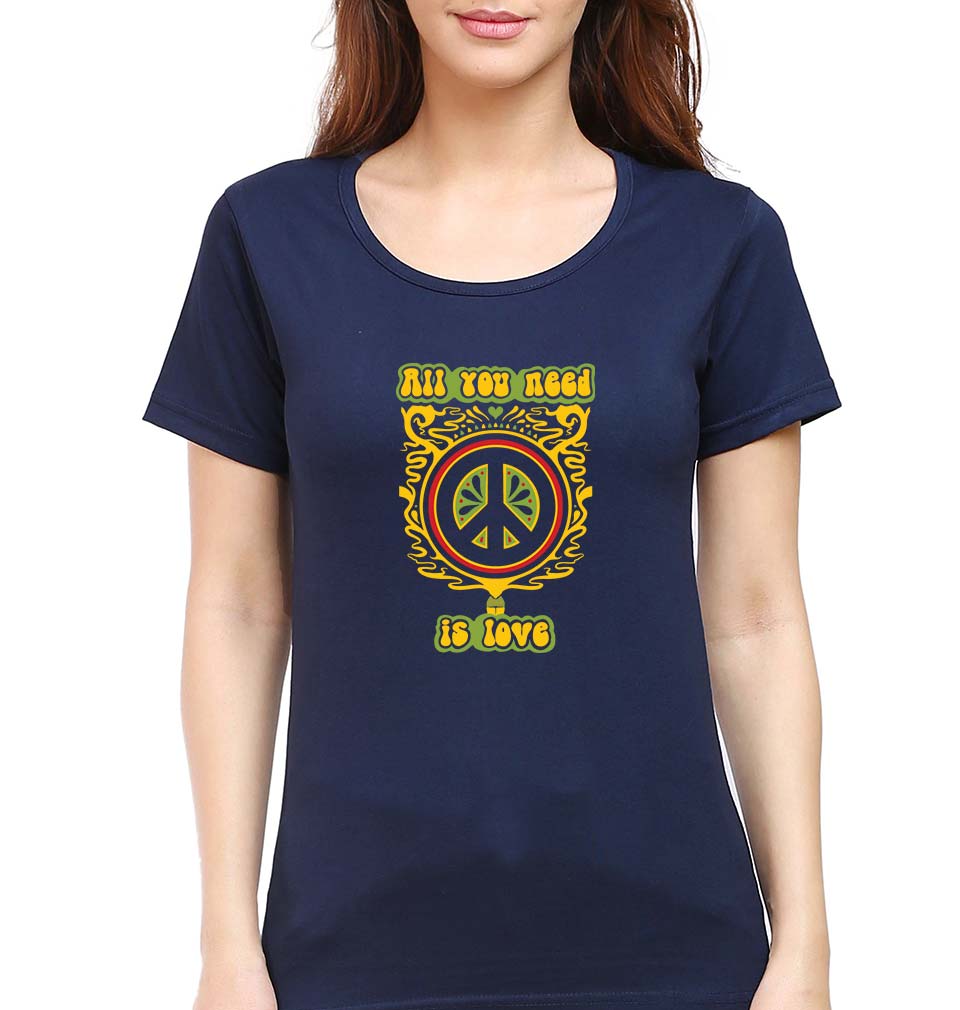 Psychedelic Love T-Shirt for Women-Navy Blue-Ektarfa.online