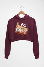 Load image into Gallery viewer, BTS Kpop Crop HOODIE FOR WOMEN-Maroon-Ektarfa.online
