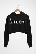 Load image into Gallery viewer, Cryptocurrency Bitcoin Crop HOODIE FOR WOMEN-Black-Ektarfa.online
