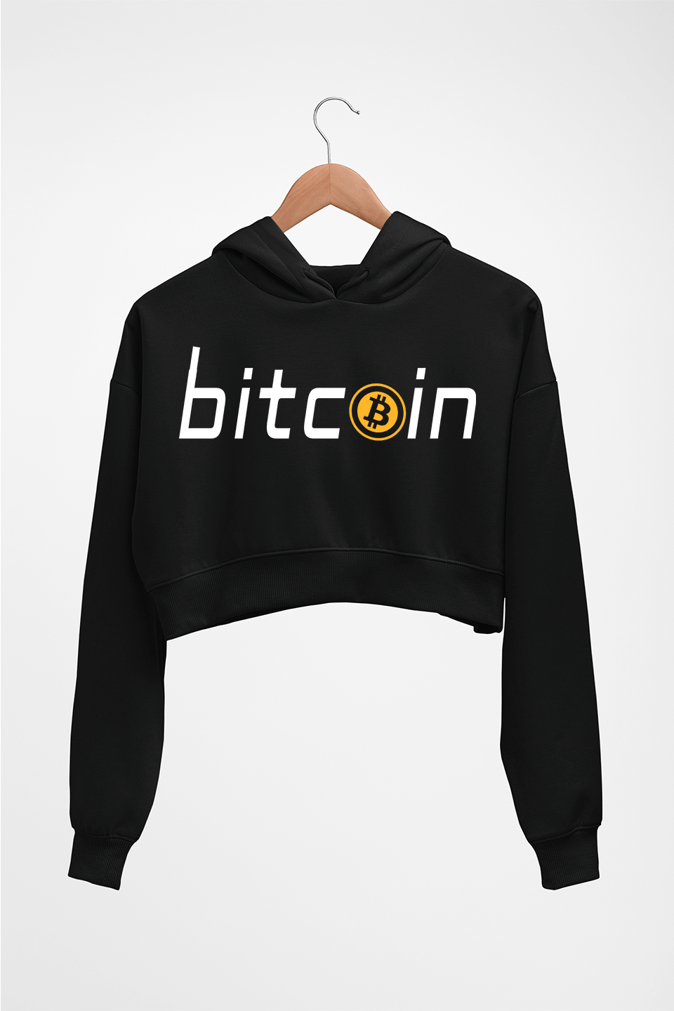 Cryptocurrency Bitcoin Crop HOODIE FOR WOMEN-Black-Ektarfa.online