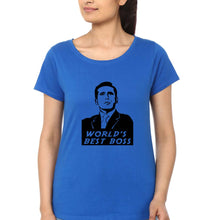 Load image into Gallery viewer, Michael Scott Best Boss T-Shirt for Women-Royal Blue-Ektarfa.online
