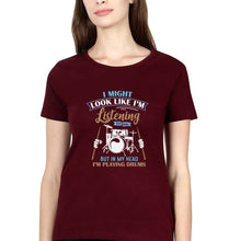 Load image into Gallery viewer, Drummer T-Shirt for Women-Maroon-Ektarfa.online
