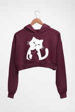 Load image into Gallery viewer, Cat Crop HOODIE FOR WOMEN-Maroon-Ektarfa.online
