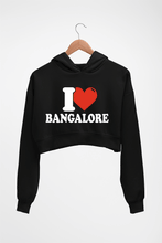 Load image into Gallery viewer, I Love BANGALORE Crop HOODIE FOR WOMEN-Black-Ektarfa.online
