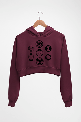 Marvel Superhero Crop HOODIE FOR WOMEN-Maroon-Ektarfa.online