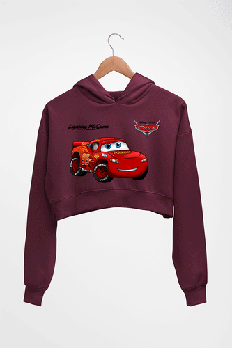 Lightning McQueen Crop HOODIE FOR WOMEN-Maroon-Ektarfa.online