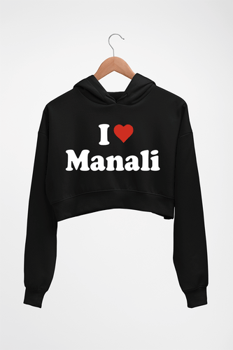 I Love Manali Crop HOODIE FOR WOMEN-Black-Ektarfa.online