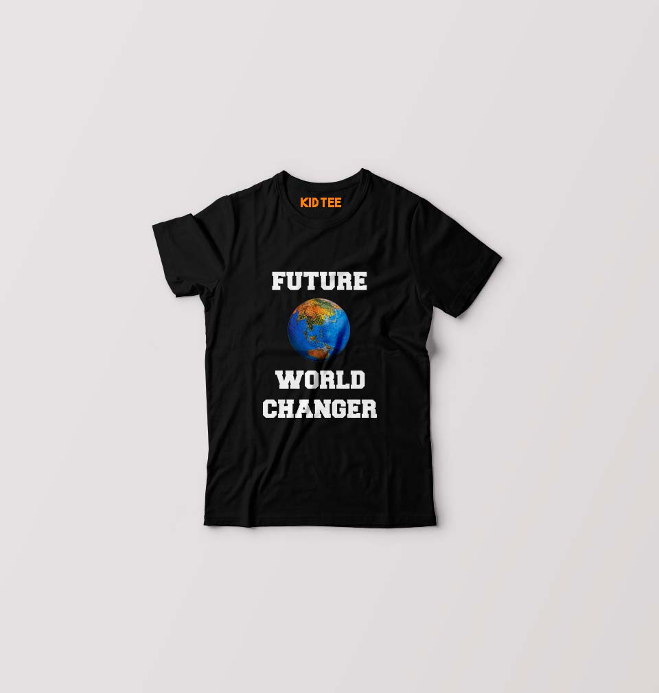 Future World Changer Kids T-Shirt for Boy/Girl-Black-Ektarfa.online