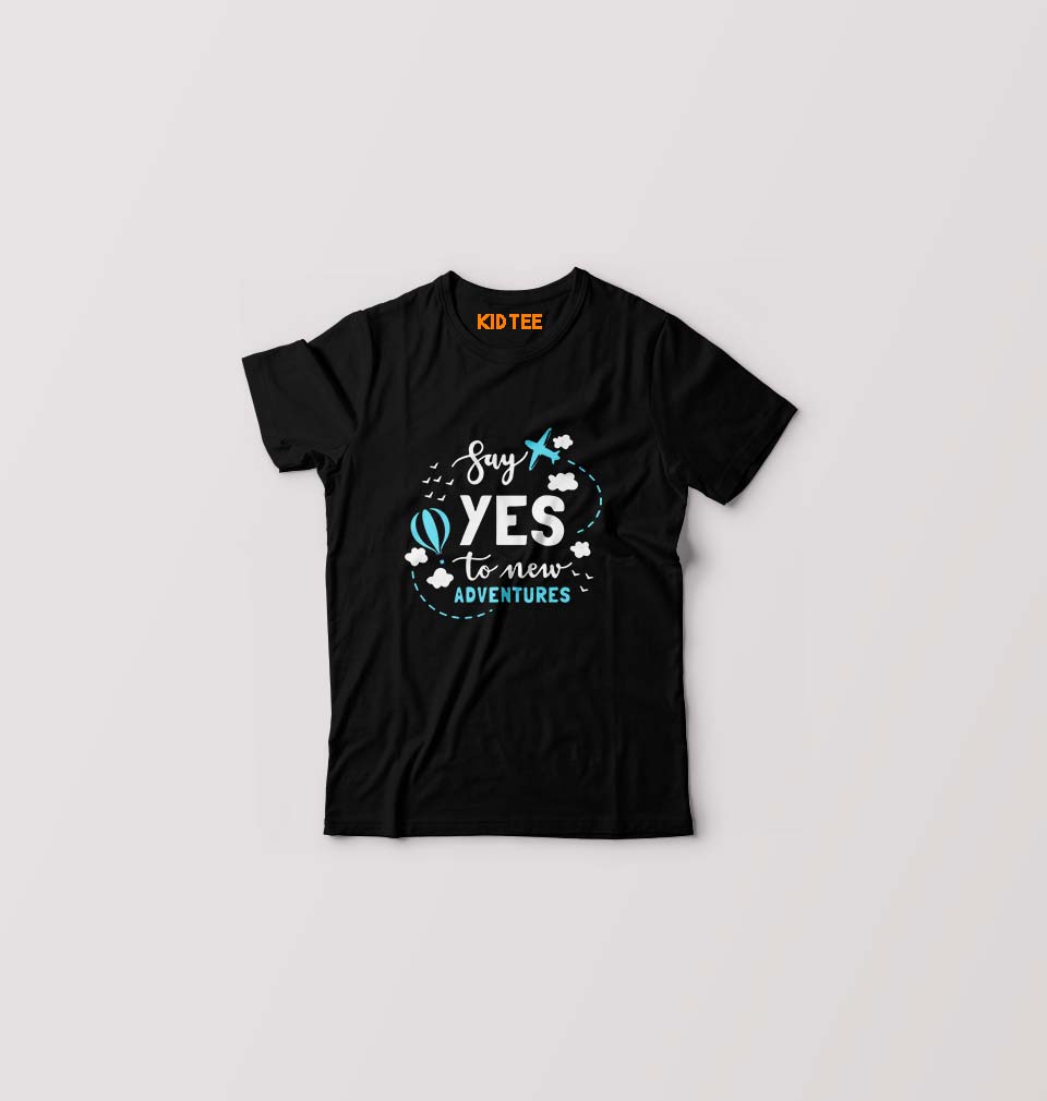 Travel Adventures Kids T-Shirt for Boy/Girl-Black-Ektarfa.online