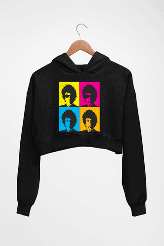 Bob Dylan Crop HOODIE FOR WOMEN-Black-Ektarfa.online
