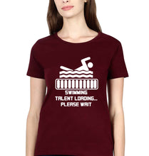 Load image into Gallery viewer, Swimming T-Shirt for Women-Maroon-Ektarfa.online
