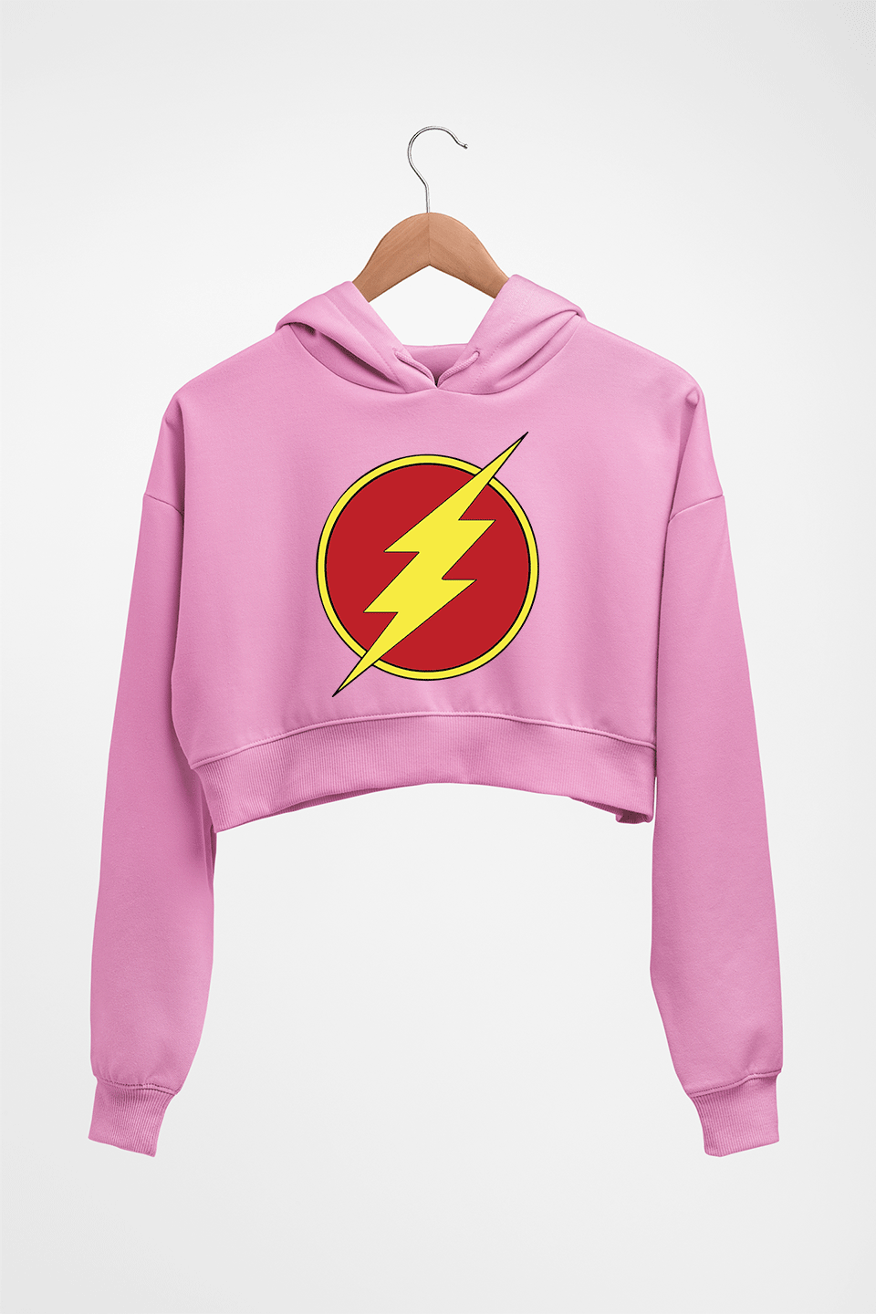 Flash Superhero Crop HOODIE FOR WOMEN-Light Baby Pink-Ektarfa.online