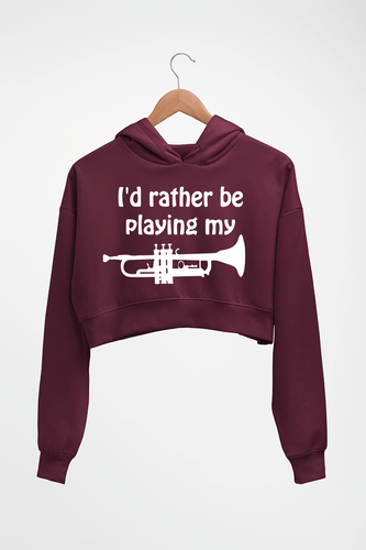 Trumpet Love Crop HOODIE FOR WOMEN-Maroon-Ektarfa.online