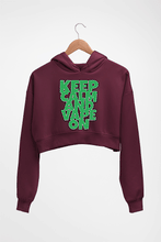 Load image into Gallery viewer, keep calm and vape on Crop HOODIE FOR WOMEN-Maroon-Ektarfa.online
