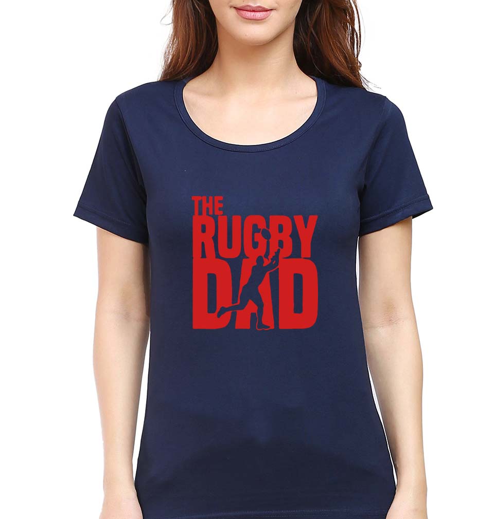 Rugby Dad T-Shirt for Women-Navy Blue-Ektarfa.online