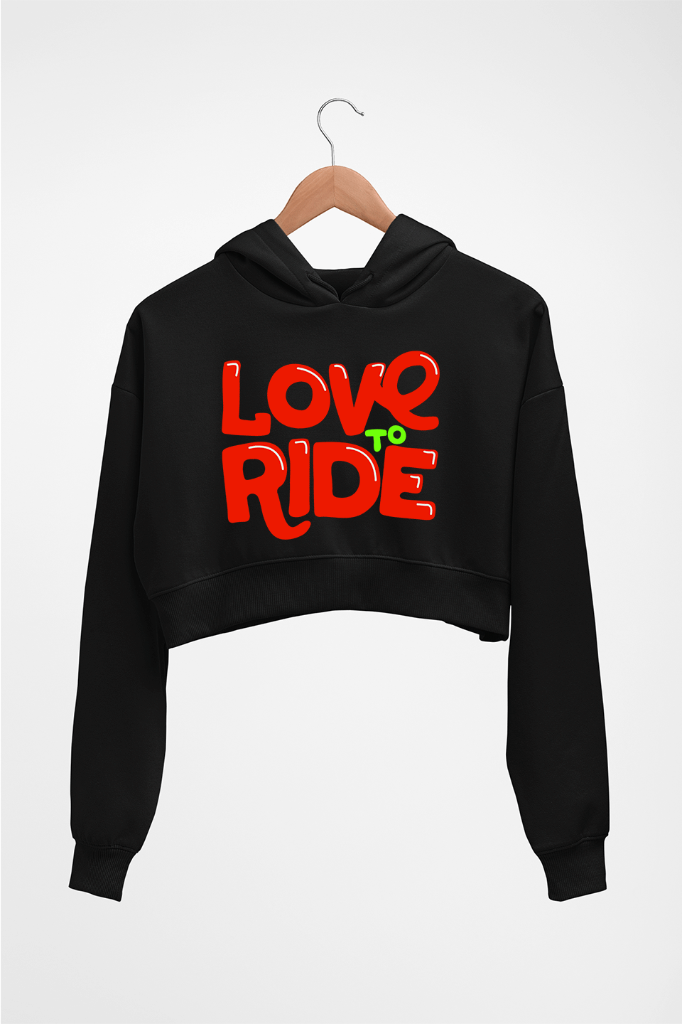 Love to Ride Crop HOODIE FOR WOMEN-Black-Ektarfa.online