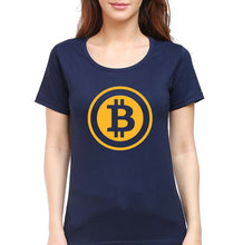 Load image into Gallery viewer, Cryptocurrency Bitcoin T-Shirt for Women-Navy Blue-Ektarfa.online
