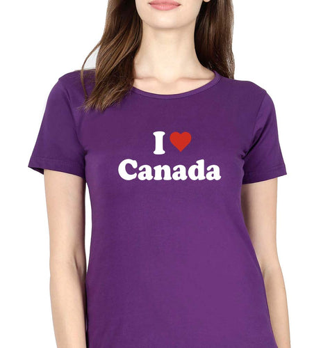 I Love Canada T-Shirt for Women-Purple-Ektarfa.online