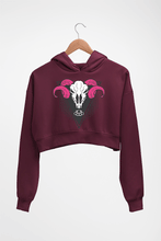 Load image into Gallery viewer, Ram Skull Crop HOODIE FOR WOMEN-Maroon-Ektarfa.online
