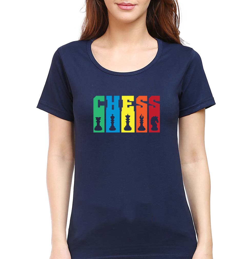 Chess T-Shirt for Women-Navy Blue-Ektarfa.online