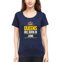 Load image into Gallery viewer, Queens Are Born In June T-Shirt for Women-Navy Blue-Ektarfa.online
