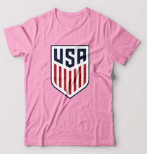 Load image into Gallery viewer, USA Football T-Shirt for Men-S(38 Inches)-Light Baby Pink-Ektarfa.online
