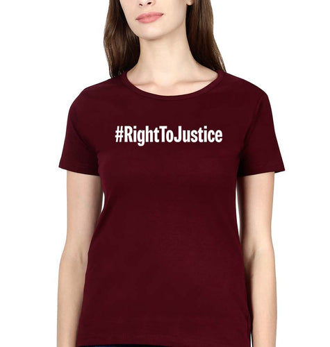 Right to Justice T-Shirt for Women-Maroon-Ektarfa.online