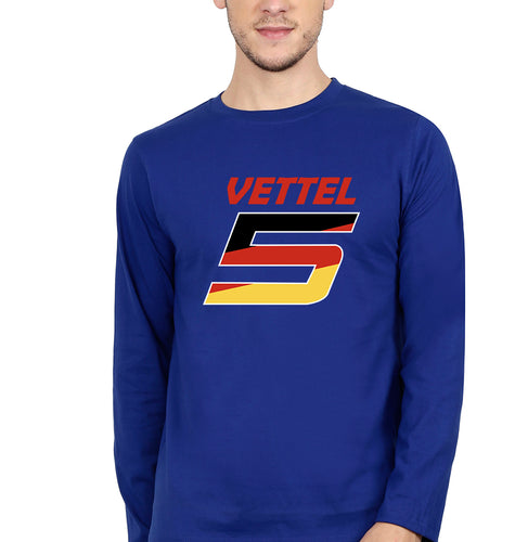 Sebastian Vettel F1 Full Sleeves T-Shirt for Men-Royal blue-Ektarfa.online