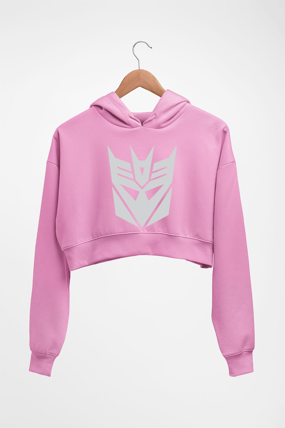Decepticon Transformers Crop HOODIE FOR WOMEN-Light Baby Pink-Ektarfa.online