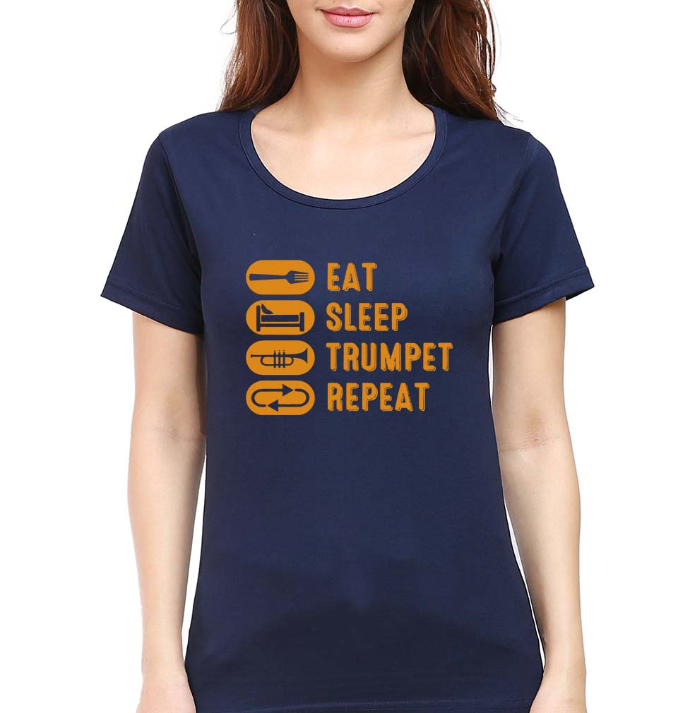 Trumpet T-Shirt for Women-Navy Blue-Ektarfa.online