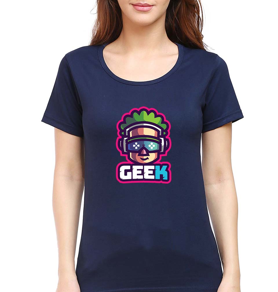 Geek T-Shirt for Women-Navy Blue-Ektarfa.online