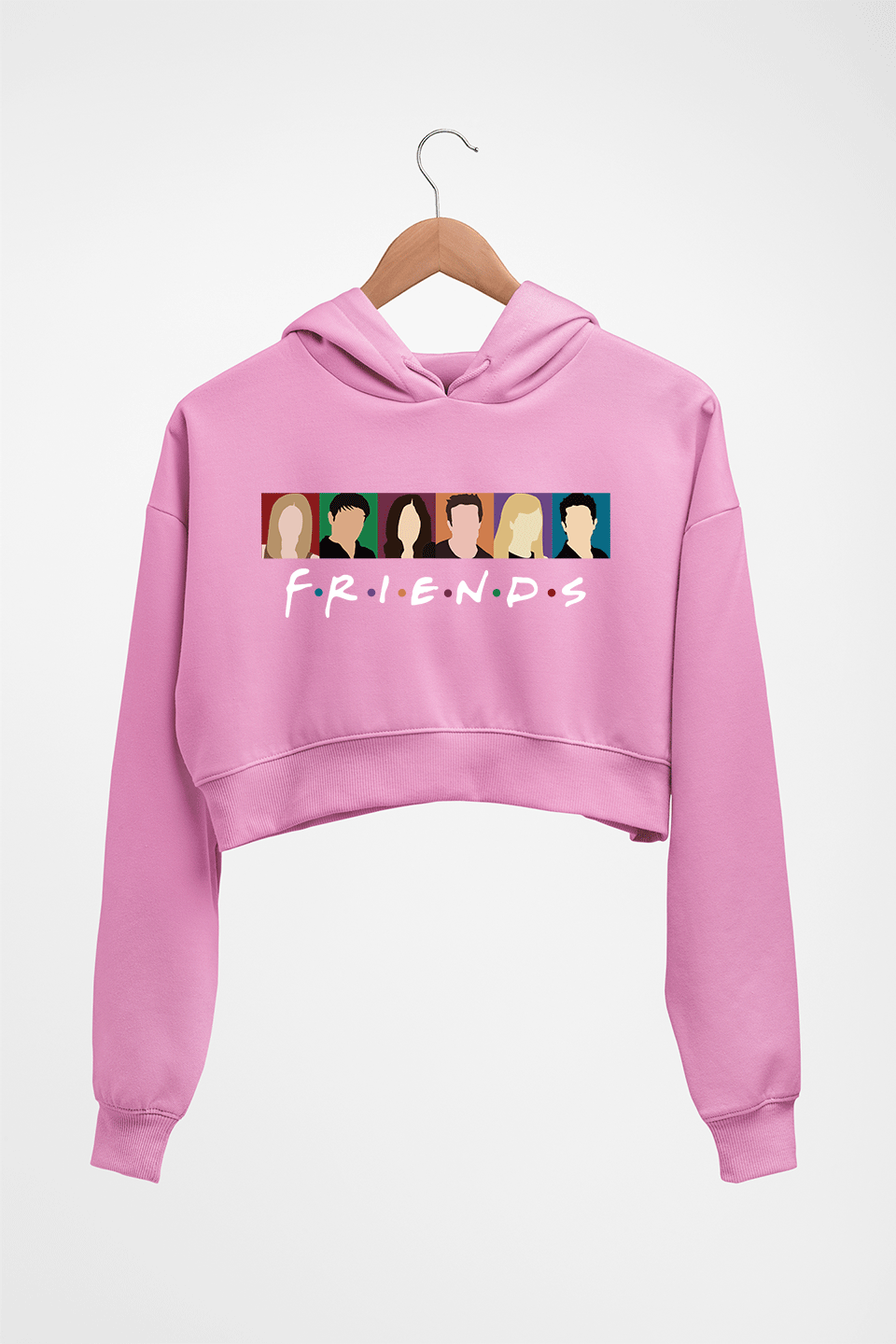Friends Crop HOODIE FOR WOMEN-Light Baby Pink-Ektarfa.online