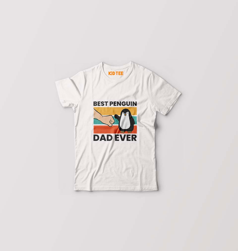 Penguin Dad Kids T-Shirt for Boy/Girl-White-Ektarfa.online