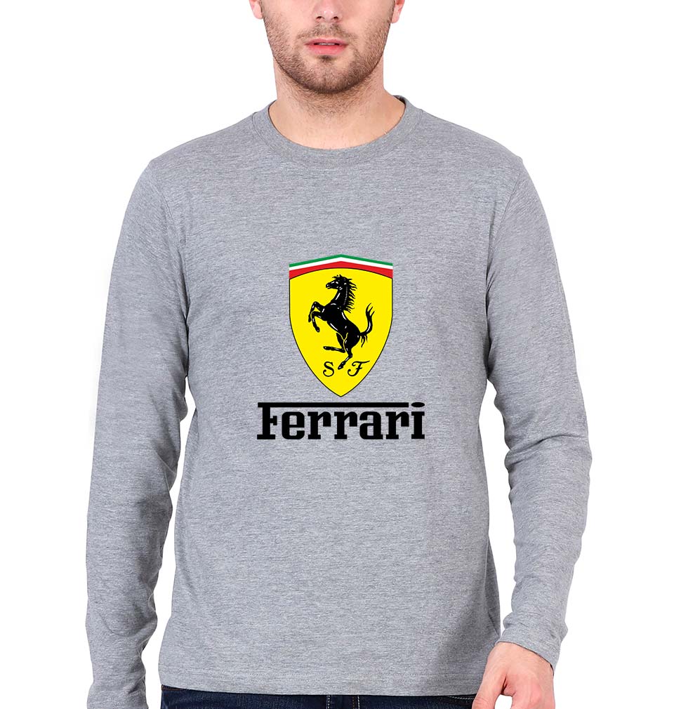 Ferrari Full Sleeves T-Shirt for Men-Grey Melange-Ektarfa.online