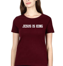 Load image into Gallery viewer, Jesus is King T-Shirt for Women-Maroon-Ektarfa.online
