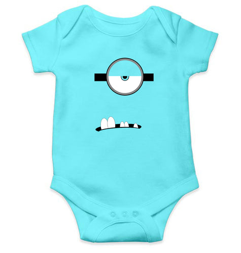 Minion Single Eye & Teeth Kids Romper For Baby Boy/Girl-0-5 Months(18 Inches)-Sky Blue-Ektarfa.online