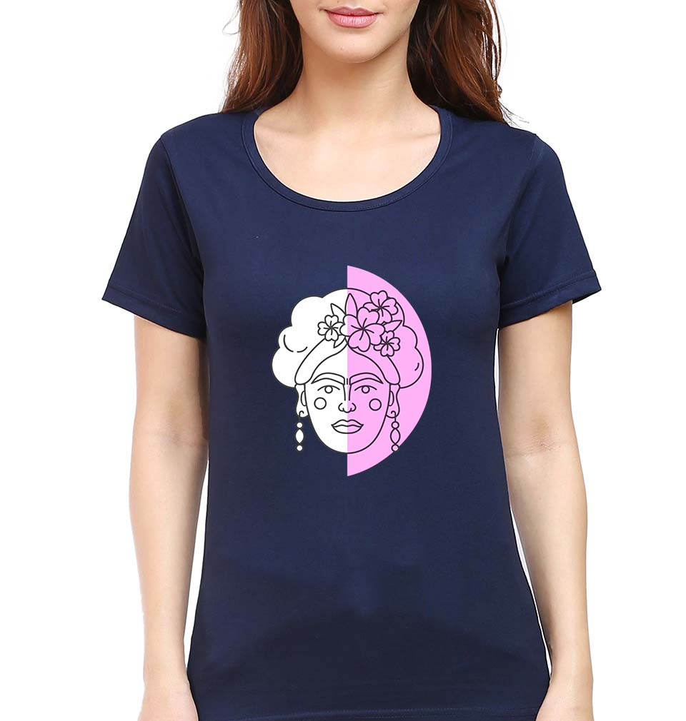 Frida Kahlo T-Shirt for Women-Navy Blue-Ektarfa.online