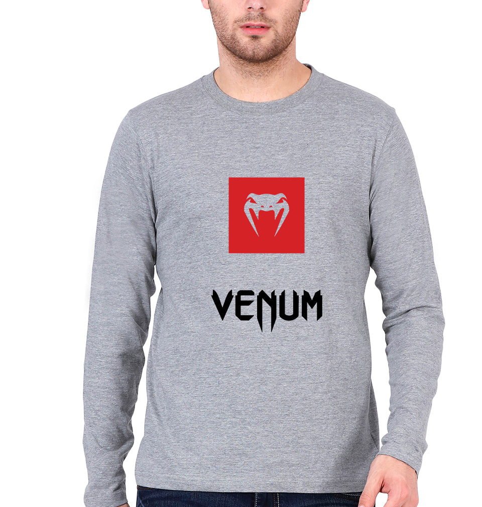 UFC Venum Full Sleeves T-Shirt for Men-Grey Melange-Ektarfa.online