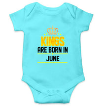 Load image into Gallery viewer, Kings Are Born In June Kids Romper For Baby Boy/Girl-0-5 Months(18 Inches)-Sky Blue-Ektarfa.online
