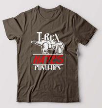 Load image into Gallery viewer, T-Rex Gym Funny T-Shirt for Men-Olive Green-Ektarfa.online
