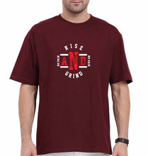 Load image into Gallery viewer, Rise &amp; Grind Gym Oversized T-Shirt for Men-Maroon-Ektarfa.online
