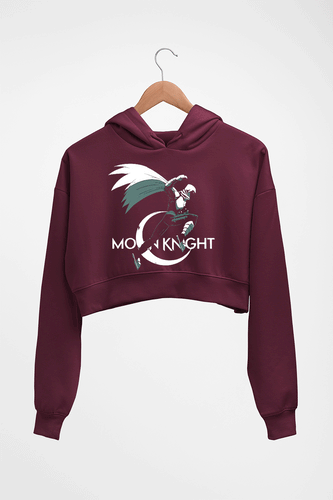 Moon Knight Crop HOODIE FOR WOMEN-Maroon-Ektarfa.online