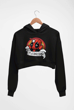 Load image into Gallery viewer, Deadpool Unicorn Crop HOODIE FOR WOMEN-Black-Ektarfa.online
