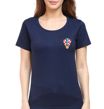 Load image into Gallery viewer, Croatia Football T-Shirt for Women-Navy Blue-Ektarfa.online

