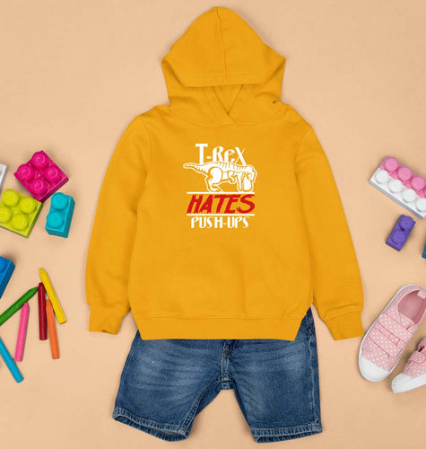 T-Rex Gym Funny Kids Hoodie for Boy/Girl-Mustard Yellow-Ektarfa.online