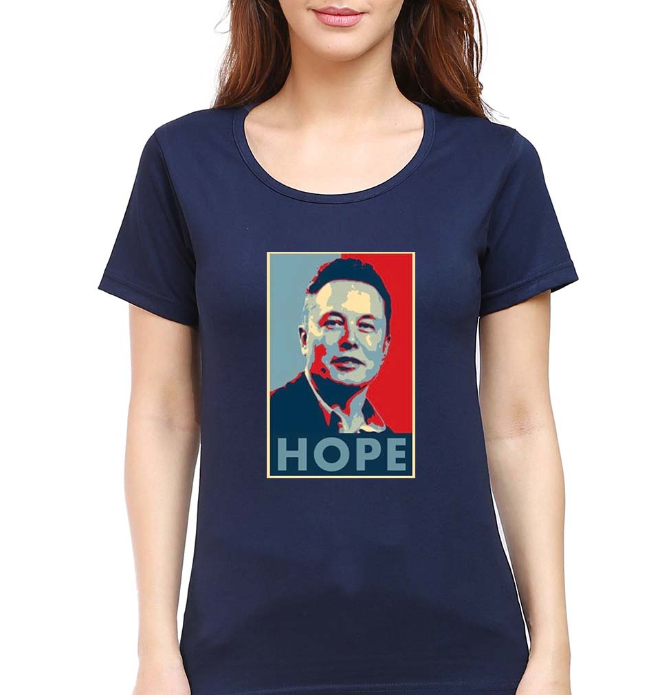 Elon Musk Hope T-Shirt for Women-Navy Blue-Ektarfa.online
