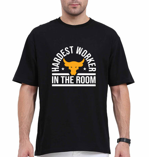Hardest Worker In the Room Gym Oversized T-Shirt for Men-Black-Ektarfa.online