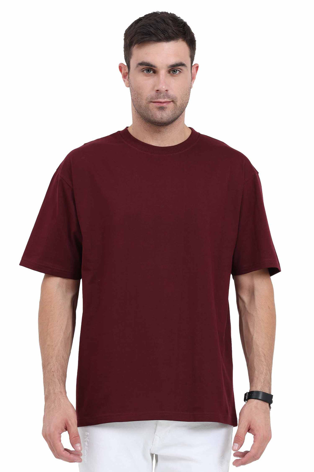 Plain Maroon Oversized T-Shirt For Men-Ektarfa.co.in