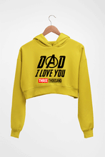 Load image into Gallery viewer, Dad I Love You 3000 Crop HOODIE FOR WOMEN-Mustard Yellow-Ektarfa.online
